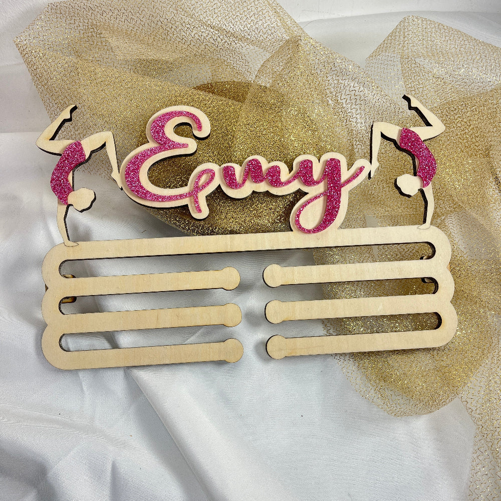 porte medaille gym rose paillettes