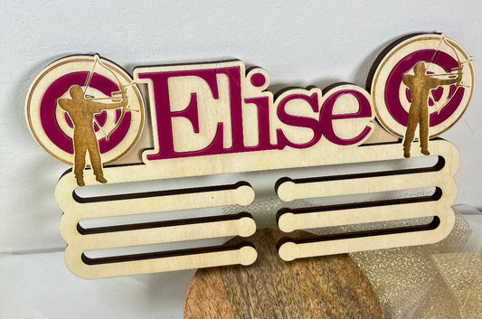 porte medaille tir a l arc personnalisable bois