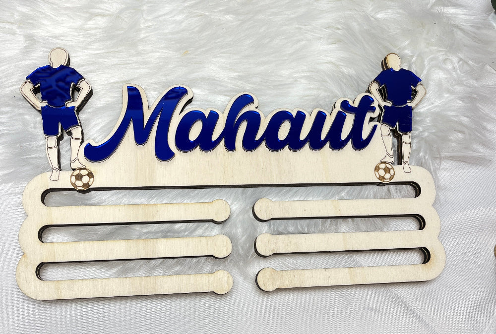 porte medailles foot bois 