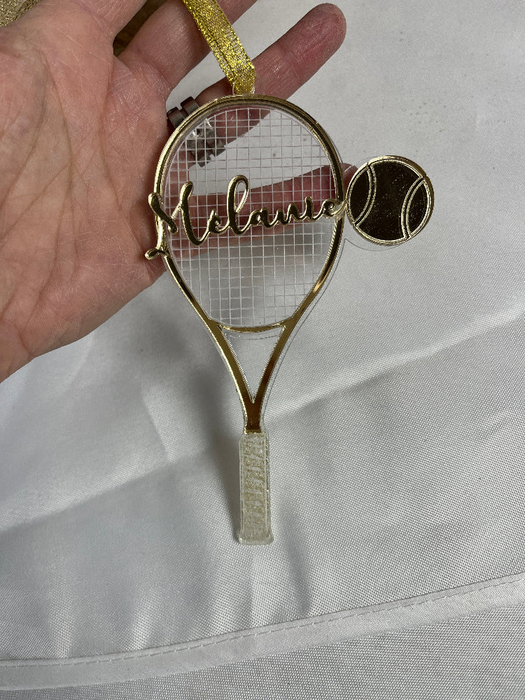 suspension de noel raquette de tennis