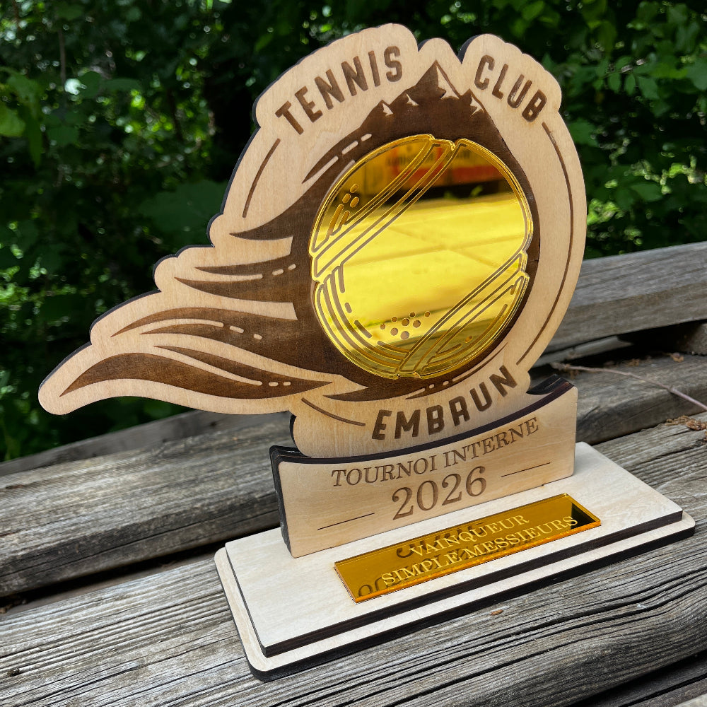 trophee de tennis logo personnalisable