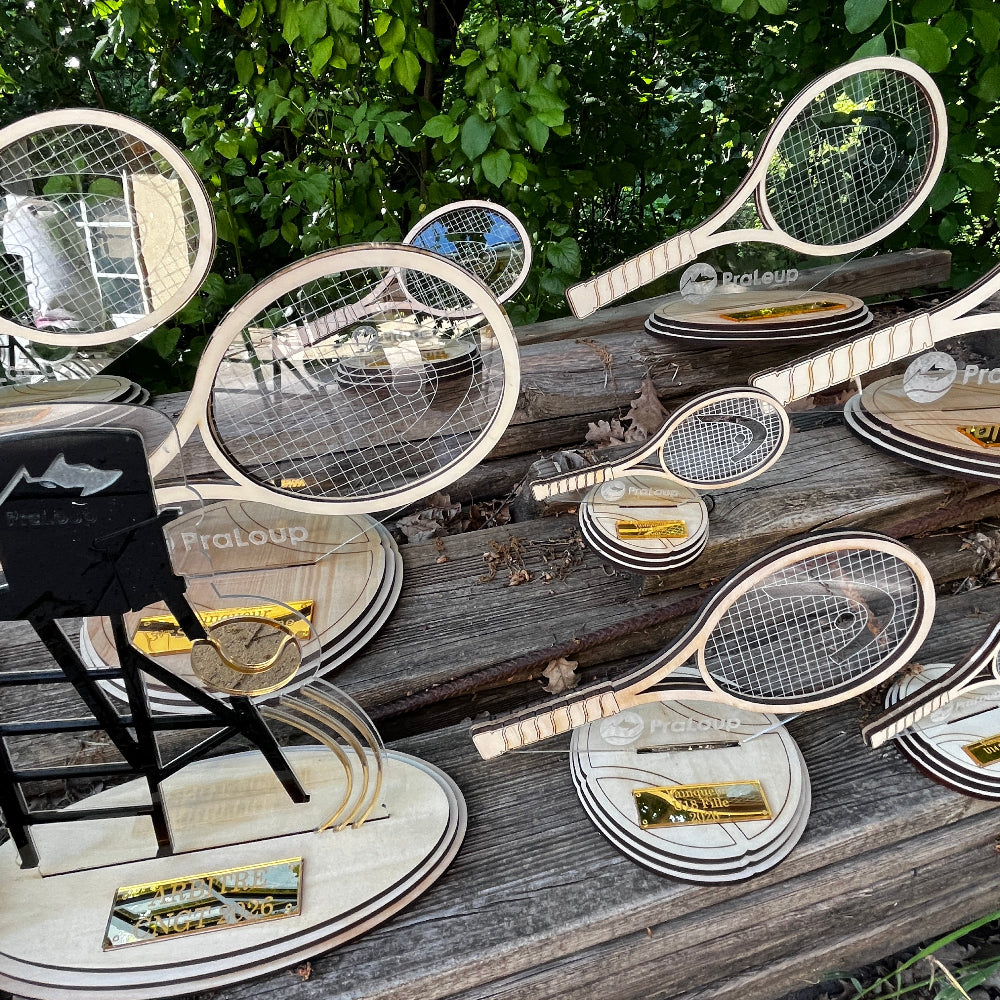 trophee de tennis praloup bois et plexiglas