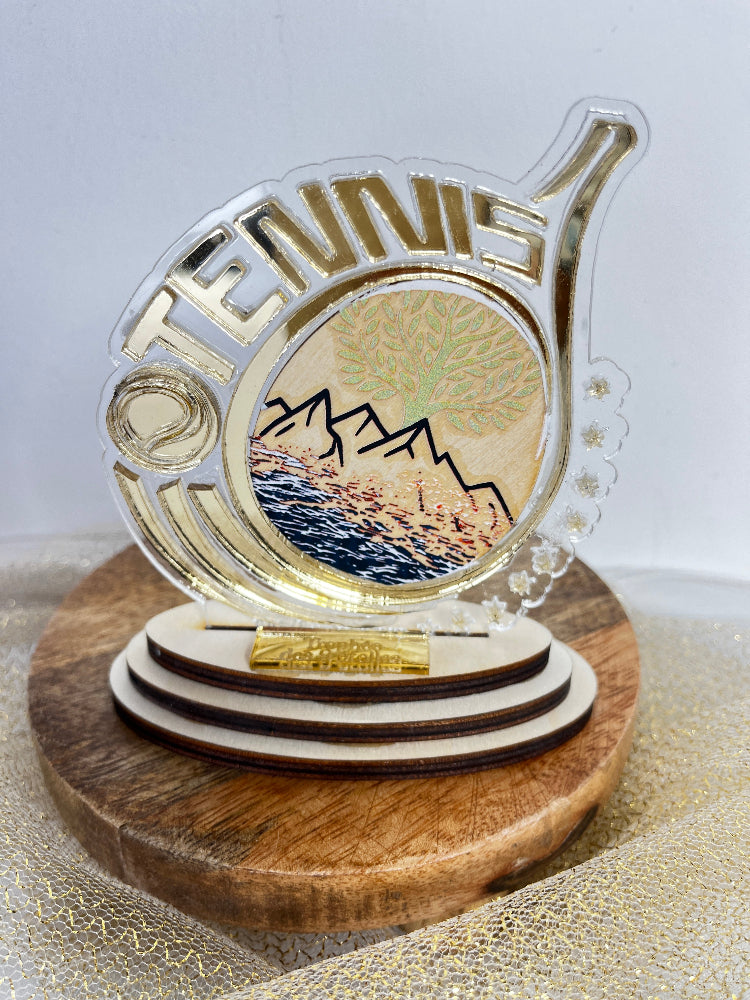 trophee tennis bois et plexiglas en impression